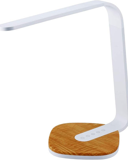 BLACK+DECKER LED Dimmable Desk Lamp with Wood Grain Base, 3 Dimming Levels, USB Ports,7W, White (VLED1818-BD) - LeafyLoom