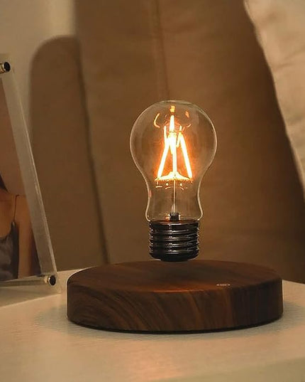 Floating Light Bulb, Magnetic levitating LED Desk Lamp Table lamp Night Light, 360 Degree Automatic Rotating Light, Unique Gifts for Christmas Office Decor - LeafyLoom