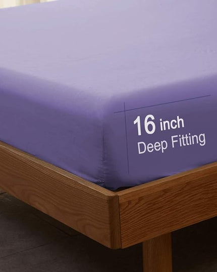 SONORO KATE Bed Sheet Set Super Soft Microfiber 1800 Thread Count Luxury Egyptian Sheets 16-Inch Deep Pocket，Wrinkle-4 Piece (Lavender, Queen) - LeafyLoom