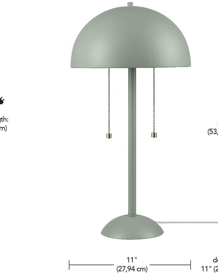Globe Electric Novogratz x 65850 Haydel 21" 2-Light Table Lamp, Sage Green, Double On/Off Pull Chain - LeafyLoom