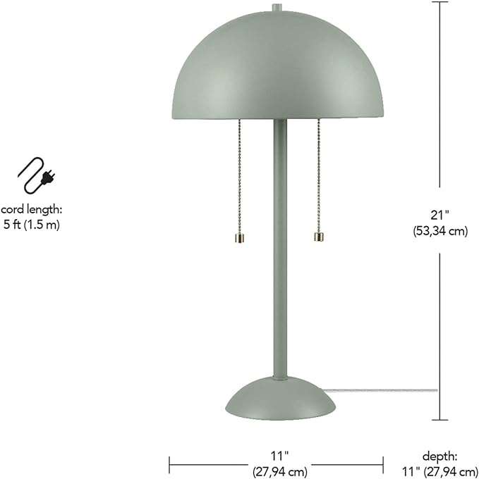 Globe Electric Novogratz x 65850 Haydel 21" 2-Light Table Lamp, Sage Green, Double On/Off Pull Chain - LeafyLoom