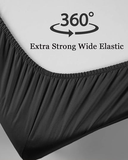 SONORO KATE Bed Sheet Set Super Soft Microfiber 1800 Thread Count Luxury Egyptian Sheets 18-Inch Deep Pocket Wrinkle-4 Piece(Queen Black) - LeafyLoom