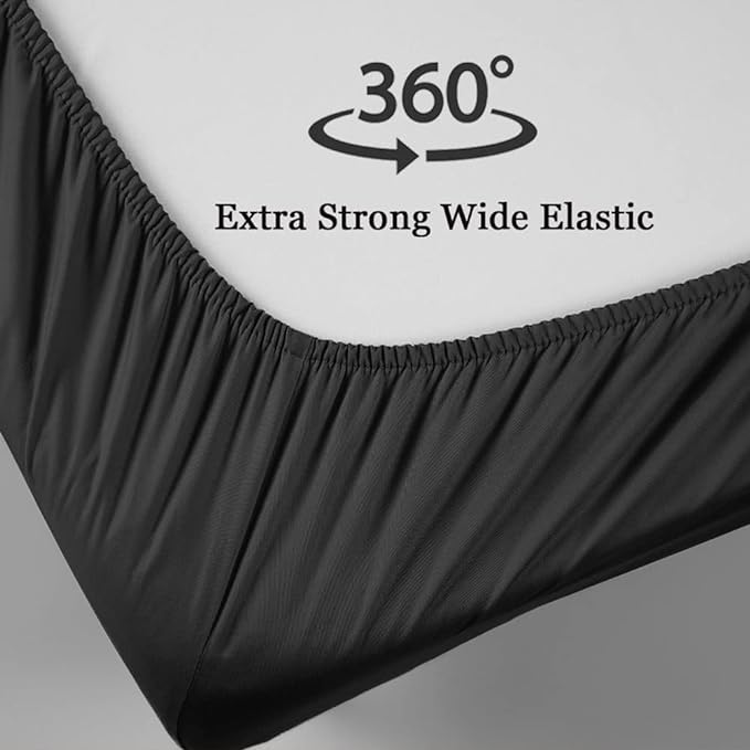 SONORO KATE Bed Sheet Set Super Soft Microfiber 1800 Thread Count Luxury Egyptian Sheets 18-Inch Deep Pocket Wrinkle-4 Piece(Queen Black) - LeafyLoom