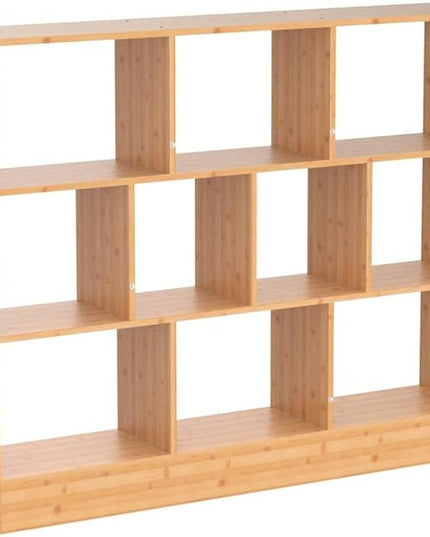 Maydear 47.24” Bamboo Bookshelf, 3 Tier Open Shelf Bookcases 10-Cube Bookshelf with Base, Freestanding Book Storage Organizer Display Shelf for Bedroom, Living Room, Home Office - LeafyLoom
