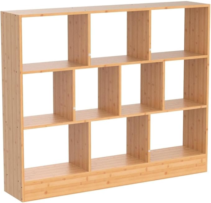 Maydear 47.24” Bamboo Bookshelf, 3 Tier Open Shelf Bookcases 10-Cube Bookshelf with Base, Freestanding Book Storage Organizer Display Shelf for Bedroom, Living Room, Home Office - LeafyLoom