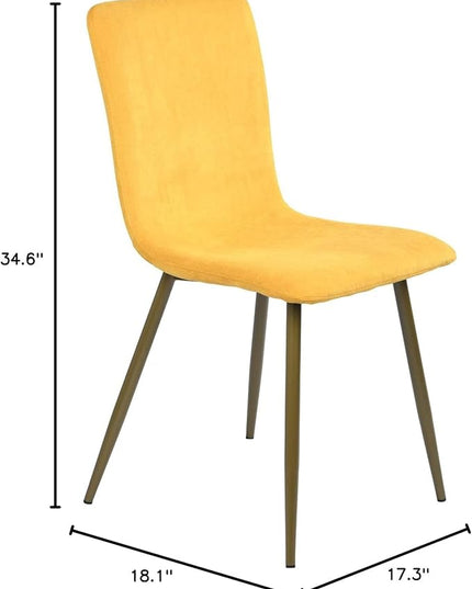 FurnitureR Modern Style Dining Chairs Set of 4, Comfy Side Chair with Fabric Seat Sturdy Metal Gold Legs for Kitchen Living Room Bedroom, Yellow - LeafyLoom