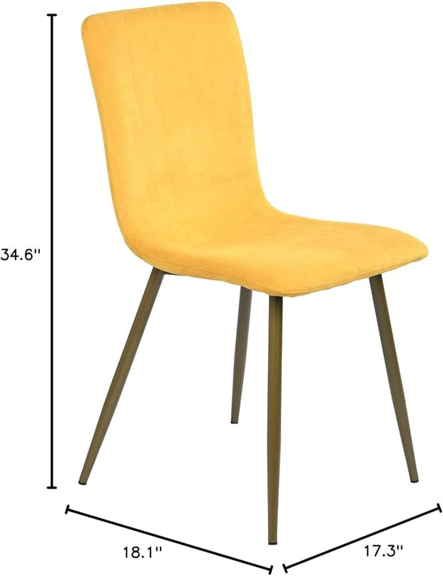 FurnitureR Modern Style Dining Chairs Set of 4, Comfy Side Chair with Fabric Seat Sturdy Metal Gold Legs for Kitchen Living Room Bedroom, Yellow - LeafyLoom