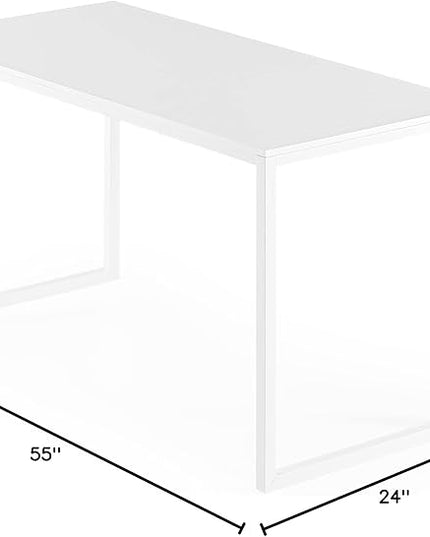 ZINUS Jennifer 55 Inch White Frame Desk / Computer Workstation / Office Desk / Easy Assembly, White - LeafyLoom