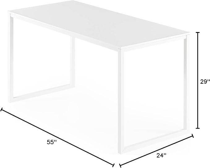 ZINUS Jennifer 55 Inch White Frame Desk / Computer Workstation / Office Desk / Easy Assembly, White - LeafyLoom