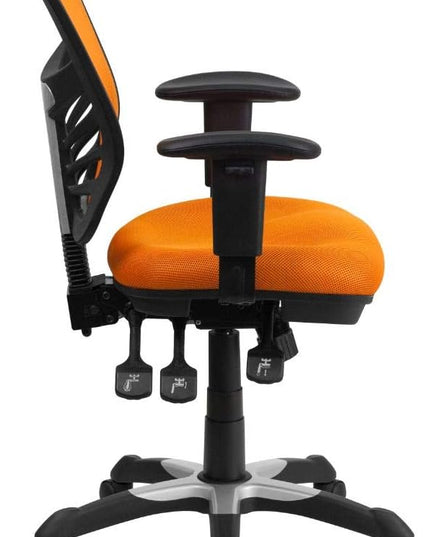 Flash Furniture Nicholas Mid-Back Swivel Office and Gaming Chair, Ergonomic Mesh Office Chair with Adjustable Lumbar Support and Height, Orange - LeafyLoom