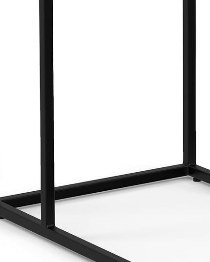 SIMPLIHOME Gallagher SOLID MANGO WOOD and Metal Wide Rectangle Industrial C Side Table Fully Assembled for The Living Room and Bedroom, 12 inch, Walnut Brown - LeafyLoom