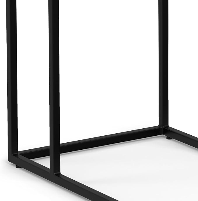 SIMPLIHOME Gallagher SOLID MANGO WOOD and Metal Wide Rectangle Industrial C Side Table Fully Assembled for The Living Room and Bedroom, 12 inch, Walnut Brown - LeafyLoom
