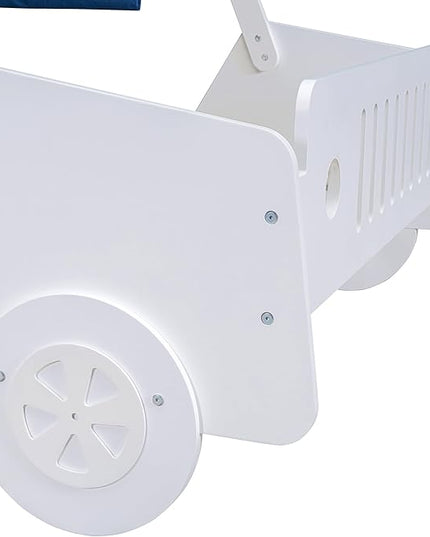 Full Size Kids Car Bed with Tent Canopy & Wheels,Wood Bedframe W/Safty Grille,Raised Base Design,Easy to Assemble,Toddler Boys Car-Shaped Bedroom Beds for Reading Playing Relaxing,White - LeafyLoom