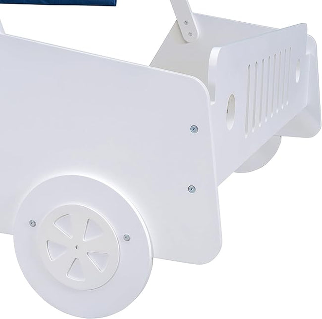 Full Size Kids Car Bed with Tent Canopy & Wheels,Wood Bedframe W/Safty Grille,Raised Base Design,Easy to Assemble,Toddler Boys Car-Shaped Bedroom Beds for Reading Playing Relaxing,White - LeafyLoom