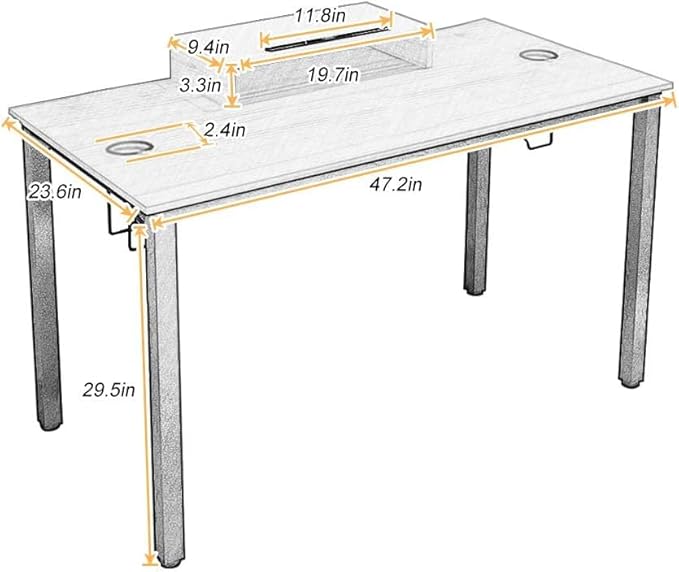 Need Gaming Desk- 47" All-in-one Gamer Computer Table with Headphone Hook/Cup Holder, Professional Game PC Workstation, AC14-12060LBPRO-ND - LeafyLoom