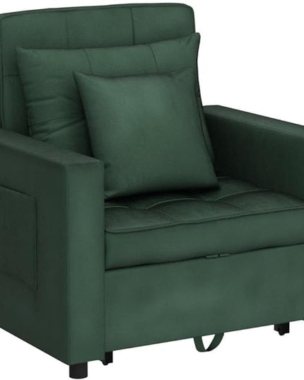 XSPRACER [UPDATED] Convertible Chair Bed, Sleeper Chair Bed 3 in 1, Stepless Adjustable Backrest,Armchair, Sofa, Bed, Flannel, Dark Green, Single One - LeafyLoom