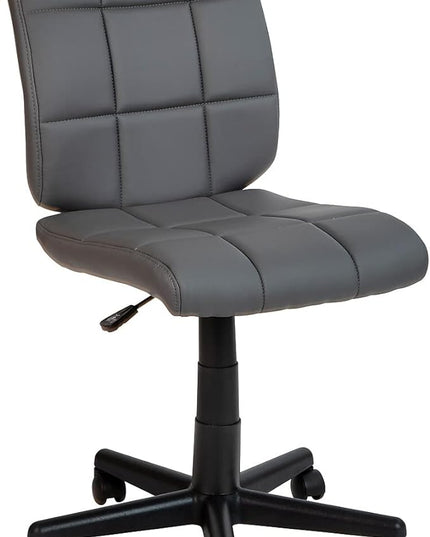 Flash Furniture Clayton Mid Back Swivel Task Chair - Gray Vinyl Upholstery - Tufted Back and 360° Swivel - LeafyLoom