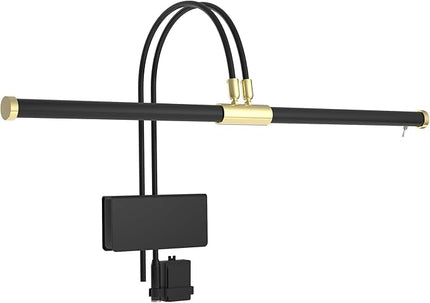 Cocoweb 22" LED Grand Piano Light in Black with Brass Accents with Dimmer Clip - LeafyLoom