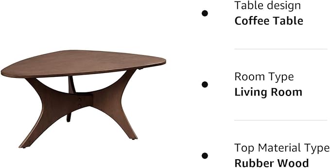 INK+IVY Blaze Triangle Wood Coffee Table Plywood with Wood Veneer Legs, Mid-Century Modern, Easy Assembly, Accent Furniture For Living Room, Minimalist Décor, Brown - LeafyLoom