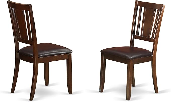 East West Furniture ANDU5-MAH-LC Antique 5 Piece Set Includes a Round Kitchen Table with Pedestal and 4 Faux Leather Dining Room Chairs, 36x36 Inch, Mahogany - LeafyLoom