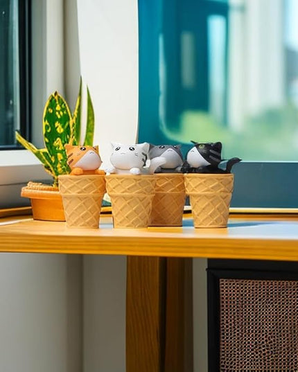 Cute and Compact Office Desk Decorations Cat in Eggshell Desk Ornament Shelf Decor Home Decor Bookshelf Decorative Objects Tabletop Decor - LeafyLoom