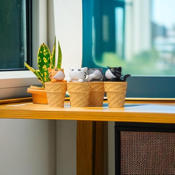 Cute and Compact Office Desk Decorations Cat in Eggshell Desk Ornament Shelf Decor Home Decor Bookshelf Decorative Objects Tabletop Decor - LeafyLoom