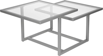 Henn&Hart 43" Wide Square Coffee Table in Nickel, Modern coffee tables for living room, studio apartment essentials - LeafyLoom