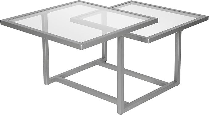 Henn&Hart 43" Wide Square Coffee Table in Nickel, Modern coffee tables for living room, studio apartment essentials - LeafyLoom