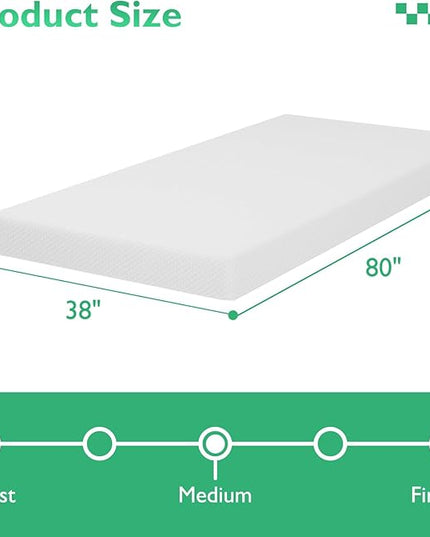 FDW Twin XL Mattress 6 inch Gel Memory Foam Mattress Medium Firm Mattresses for Cool Sleep Relieving Pressure Relief CertiPUR-US Certified Mattress in a Box - LeafyLoom