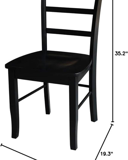 International Concepts Pair of Madrid LadderBack Chairs, Black - LeafyLoom
