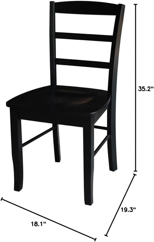 International Concepts Pair of Madrid LadderBack Chairs, Black - LeafyLoom