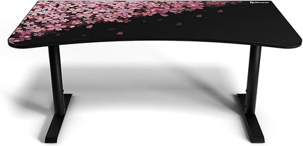 Arozzi Arena Special Edition Ultrawide Curved Gaming and Office Desk with Full Surface Water Resistant Desk Mat Custom Monitor Mount Cable Management Cut Outs - Flower - LeafyLoom