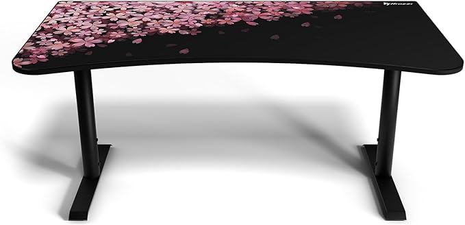 Arozzi Arena Special Edition Ultrawide Curved Gaming and Office Desk with Full Surface Water Resistant Desk Mat Custom Monitor Mount Cable Management Cut Outs - Flower - LeafyLoom