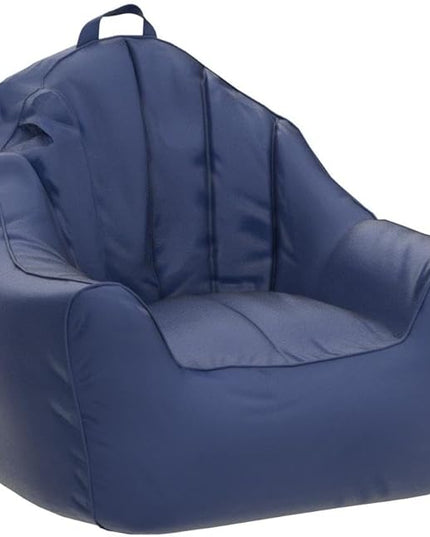 Posh Creations Structured Comfy Bean Bag Chair for Gaming, Reading, and Watching TV, Malibu Lounge, Soft Nylon-Navy - LeafyLoom