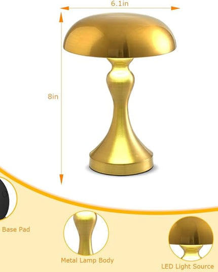 Portable Metal Desk Lamp,3-Color Touch Control, Rechargeable Battery - Ideal Bedside Lamp for Bedroom Nightstand - LeafyLoom