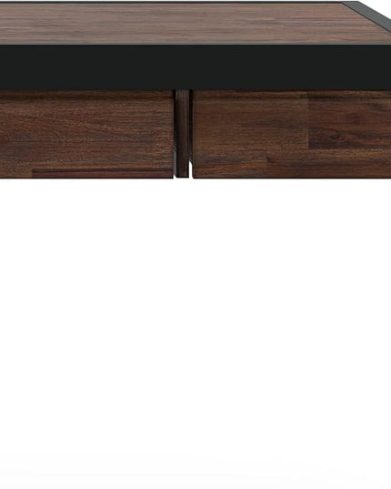 SIMPLIHOME Erina SOLID ACACIA WOOD Modern Industrial 48 Inch Wide Small Desk in Distressed Charcoal Brown, For the Office Desk, Writing Table, Workstation and Study Table - LeafyLoom