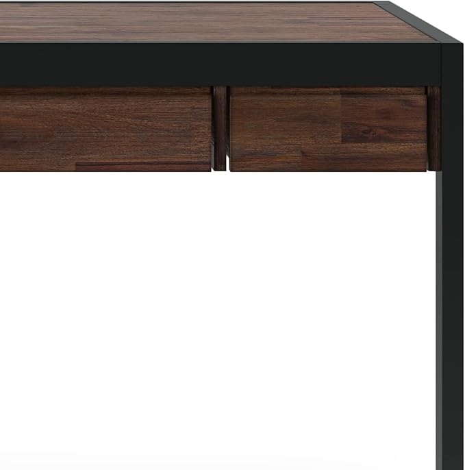 SIMPLIHOME Erina SOLID ACACIA WOOD Modern Industrial 48 Inch Wide Small Desk in Distressed Charcoal Brown, For the Office Desk, Writing Table, Workstation and Study Table - LeafyLoom