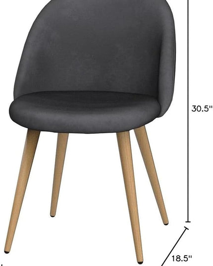 FurnitureR Upholstered Velvet Dining Chair Mid Back Armless with Wood Legs for Home Kitchen Bedroom Living Room, Set of 2, Grey - LeafyLoom