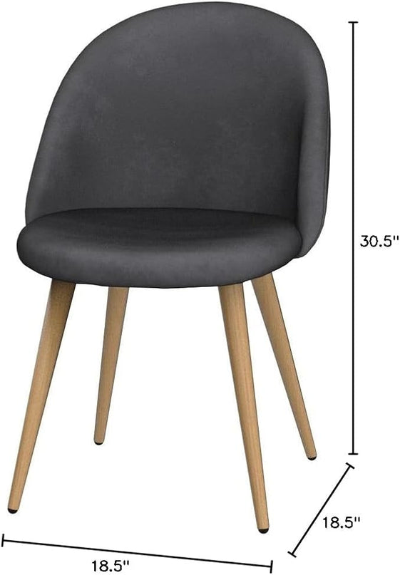 FurnitureR Upholstered Velvet Dining Chair Mid Back Armless with Wood Legs for Home Kitchen Bedroom Living Room, Set of 2, Grey - LeafyLoom