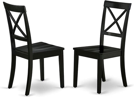 East West Furniture DLBO5-BLK-W 5 Piece Dinette Set for 4 Includes a Round Dining Room Table with Dropleaf and 4 Kitchen Dining Chairs, 42x42 Inch, Black - LeafyLoom