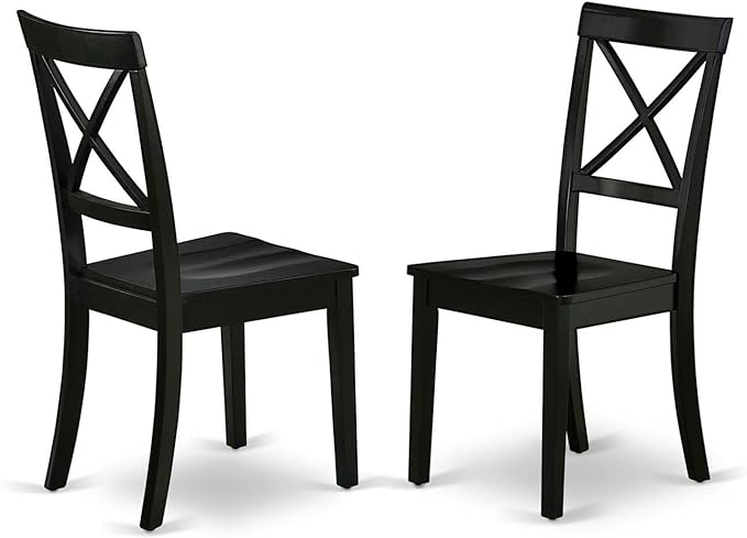 East West Furniture DLBO5-BLK-W 5 Piece Dinette Set for 4 Includes a Round Dining Room Table with Dropleaf and 4 Kitchen Dining Chairs, 42x42 Inch, Black - LeafyLoom