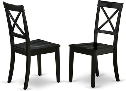East West Furniture NOBO5-BLK-W 5 Piece Dining Set for 4 includes a Rectangle Kitchen Table with Butterfly Leaf and 4 Dinette Chairs, 32x54 Inch - LeafyLoom