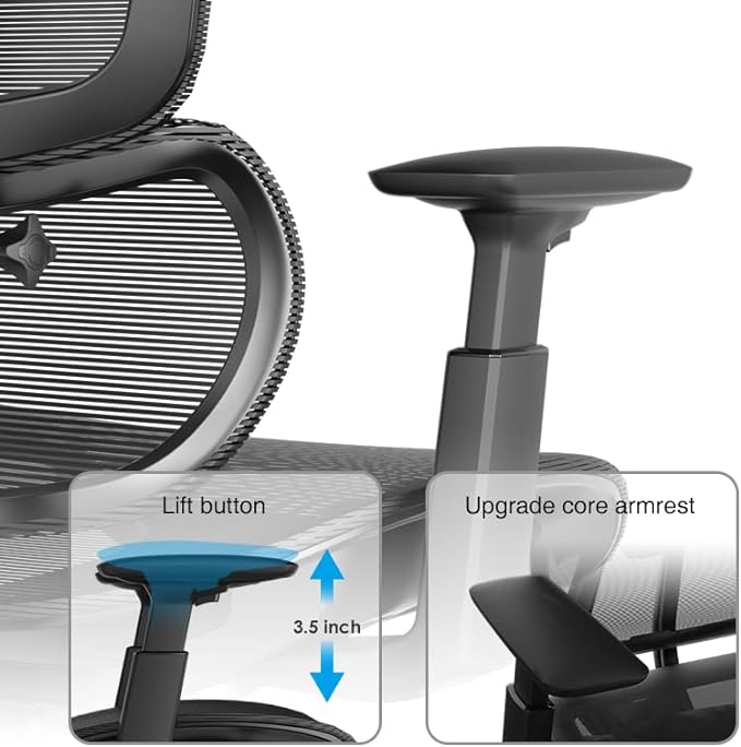 Office Computer Desk Chair, Ergonomic Desk Chair Mesh Computer Chair with Wheels, Adjustable 4D Smart Lumbar Support, Armrests, Seat Depth and Headrest for Home, Bedroom, Study, Dorm, Student, Adults - LeafyLoom
