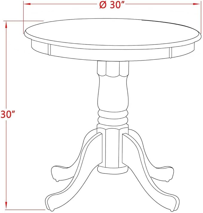 East West Furniture Eden 3 Piece Set Contains a Round Dining Room Table with Pedestal and 2 Baked Bean Faux Leather Upholstered Parson Chairs, 30x30 Inch, ESAB3-BCH-61 - LeafyLoom
