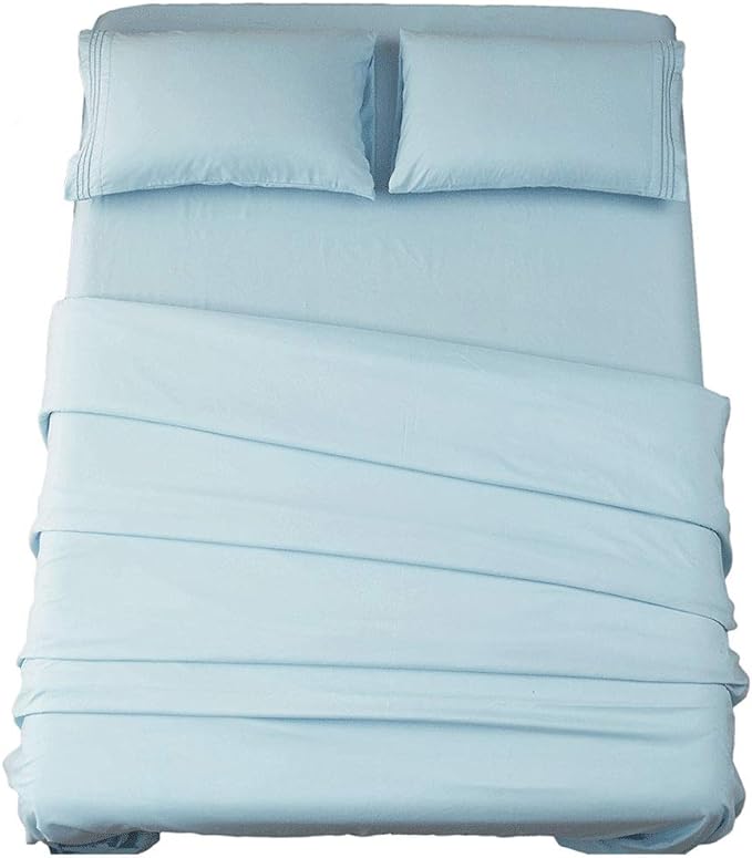 SONORO KATE Bed Sheet Set Super Soft Microfiber 1800 Thread Count Luxury Egyptian Sheets 16-Inch Deep Pocket，Wrinkle -3 Piece (Spa Blue, Twin XL) - LeafyLoom