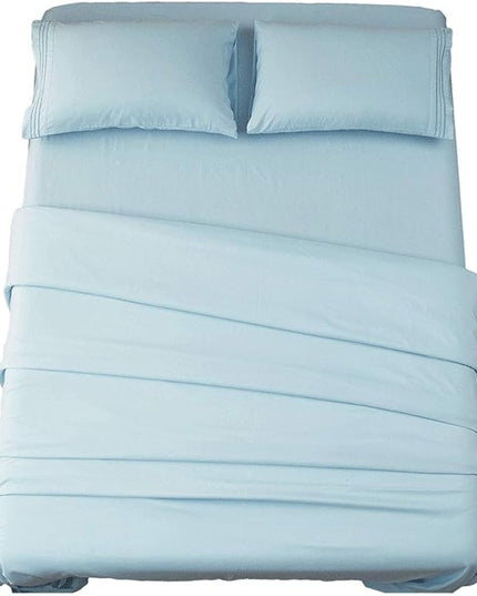SONORO KATE Bed Sheet Set Super Soft Microfiber 1800 Thread Count Luxury Egyptian Sheets 16-Inch Deep Pocket，Wrinkle -4 Piece (Spa Blue, California King) - LeafyLoom