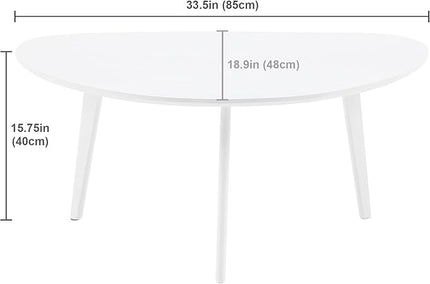 FIRMINANA Small White Oval Coffee Table for Small Space,Simple Modern Table for Small Apartment or Livingroom Corner,White,18.9" D x 33.47" W x 15.75" H - LeafyLoom