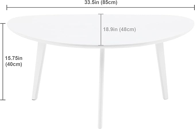 FIRMINANA Small White Oval Coffee Table for Small Space,Simple Modern Table for Small Apartment or Livingroom Corner,White,18.9" D x 33.47" W x 15.75" H - LeafyLoom