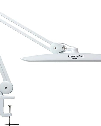 LED Desk Lamp with Clamp, Dimming Task Lamp for Reading Desktop Office Workbench Table Architect Sewing Study Home Craft, Bright 117PCS LEDs, 2200 Lumens 20 Inch Metal Swivel Arm Work Lamp - LeafyLoom
