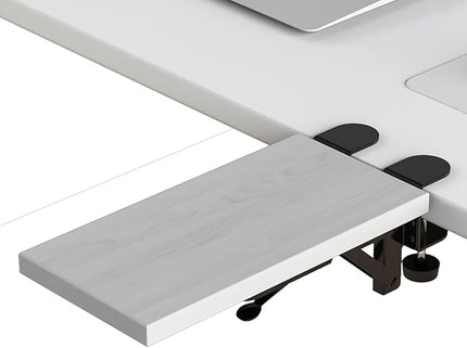Ergonomics Desk Extender Tray, 11.8"x5.9" Punch-Free Clamp on, Foldable Keyboard Drawer Tray, Table Mount Arm Wrist Rest Shelf, Computer Elbow Arm Support - LeafyLoom